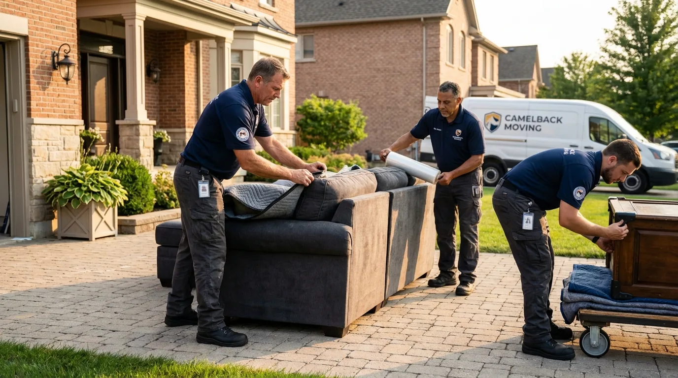 Large estate moving crew wrapping furniture in Alto, GA