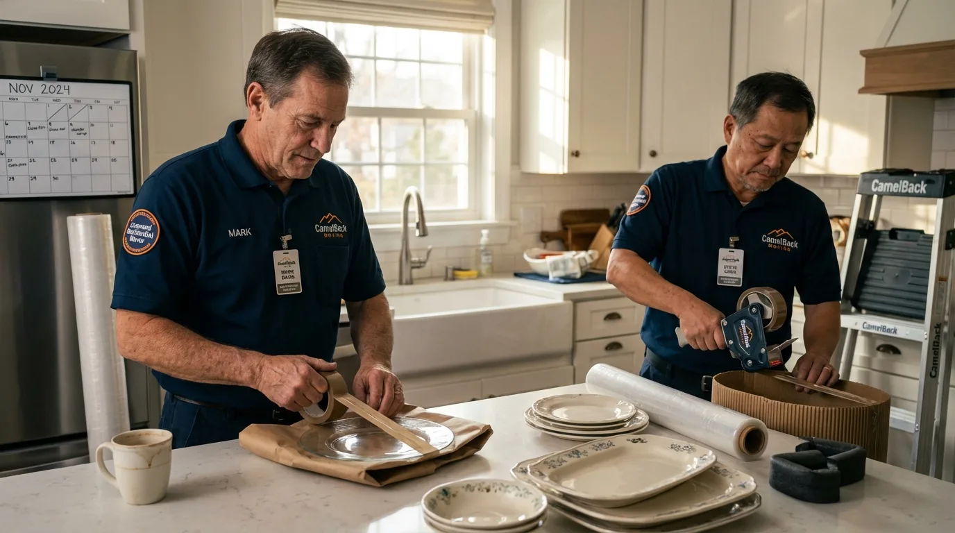 Professional crew packing kitchen dishware in Alto, GA